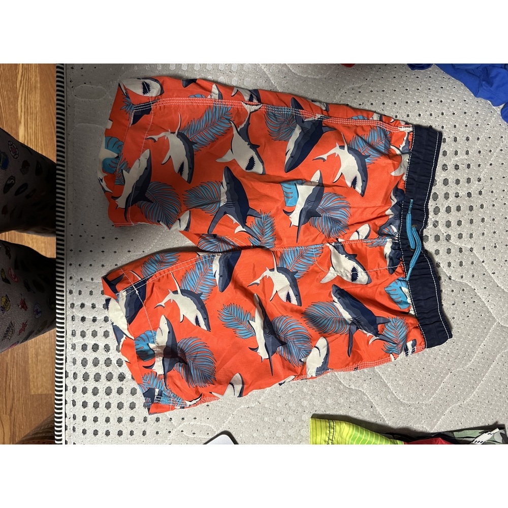 Orange floral Boys Swim Trunks